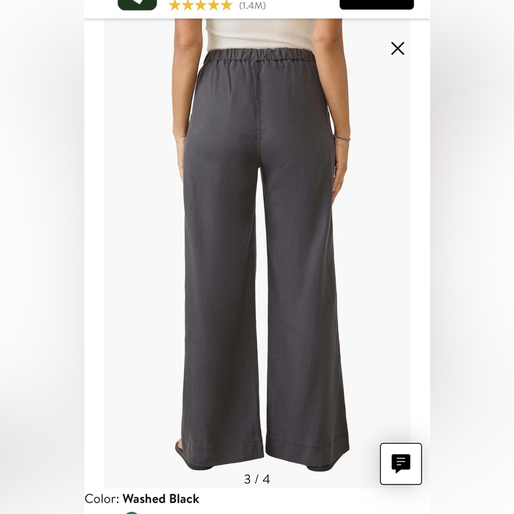 NWT Faherty Topanga Drape Pants - Wide-Leg - Washed Black - Sz L $158 - Picture 2 of 7